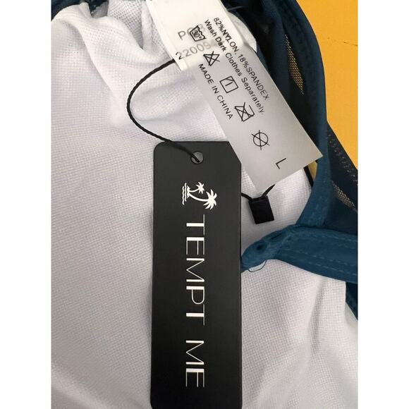 NWT Tempt Me One-Piece Swimsuit High Neck Ruched Bathing Suit Green Womens L - Picture 5 of 5